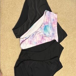 Black and Tie-Dye Bikini Bottoms